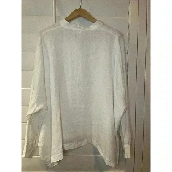 Eskandar Shirt Top Women's Size 1 Linen Lagenlook Oversize Boxy Button Up Long - Picture 9 of 9